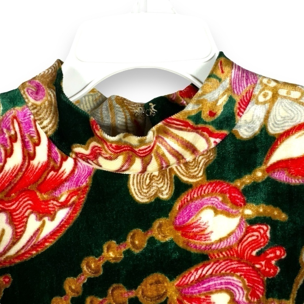 Ole Borden For Rembrandt Vintage 1960s Velvet Floral Mock Neck Dress, Size M - Picture 4 of 16